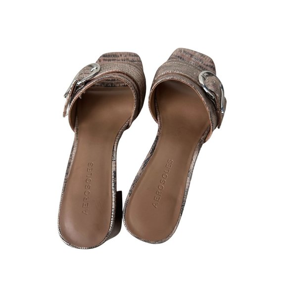 AEROSOLES Rose Gold Metallic Leather Sandals Sz 6.5 - Picture 4 of 6